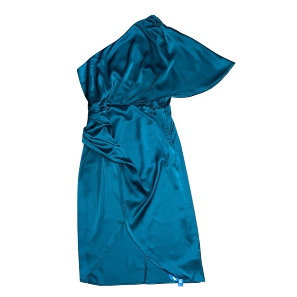 CupShe Teal One-Shoulder Satin Cocktail Dress – Size Medium - Picture 1 of 3